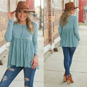 Infinity raine blue vintage wash babydoll top